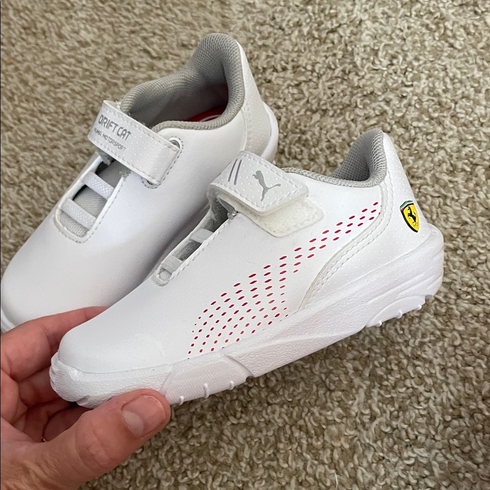 Puma Ferrari Drift White and Red Sneakers Size 8 Toddler